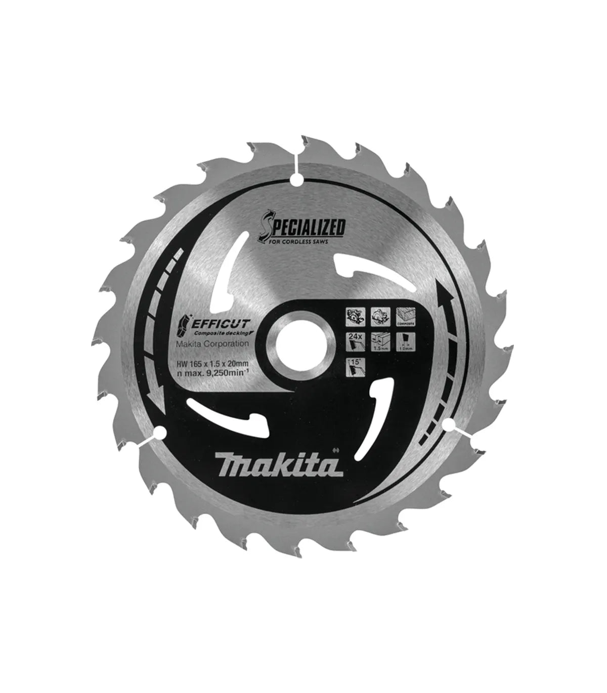 Makita – TCT list kružne pile za uranjanje za kompozitni materijal 165 mm EFFICUT,  165x20x1,0 mm 40Z E-12158 by Makita Pribor za pile i cirkulare