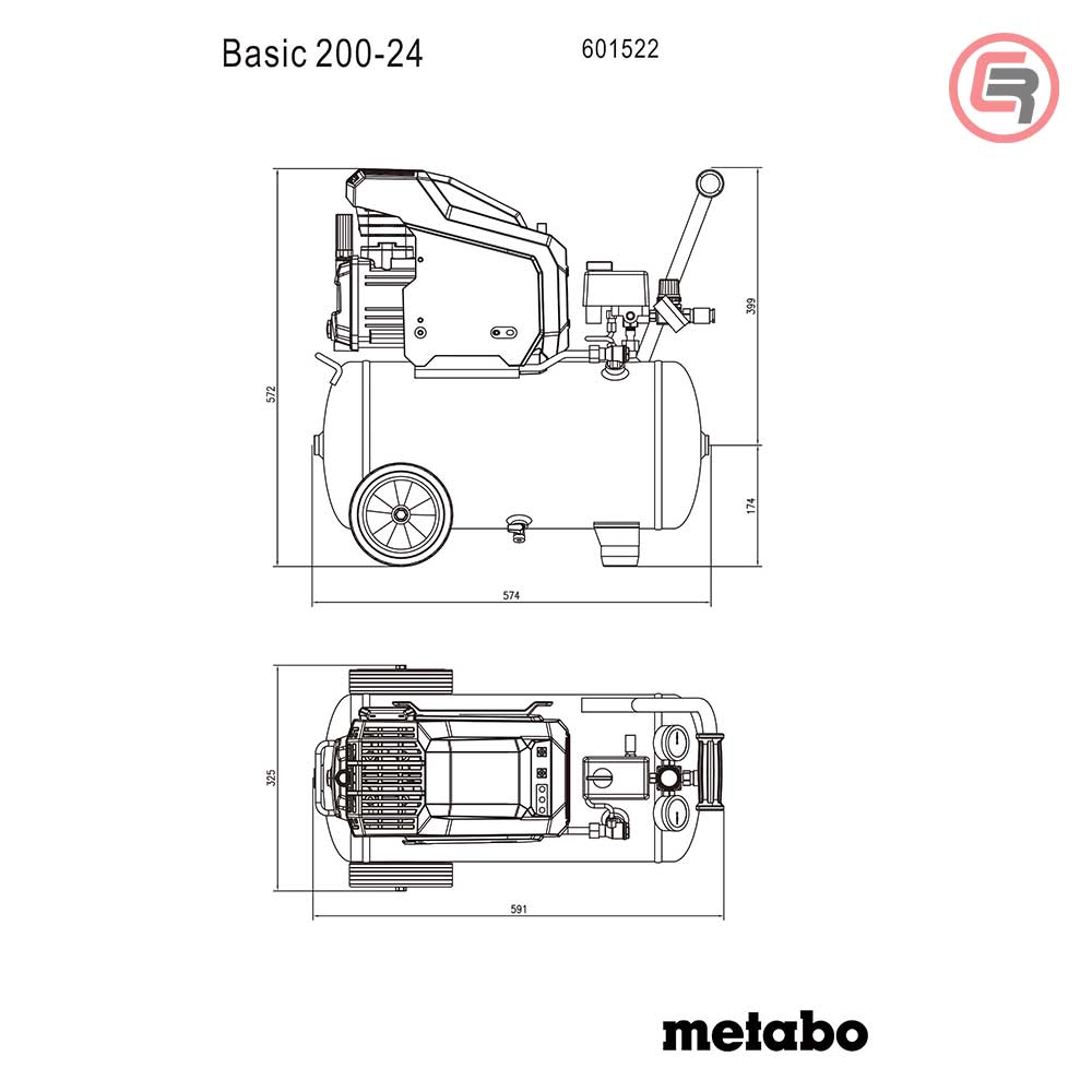 Metabo Kompresor Klipni BASIC 200-24 / 24 litra – 601522000 by Metabo 601522000 Kompresori - detalj 4