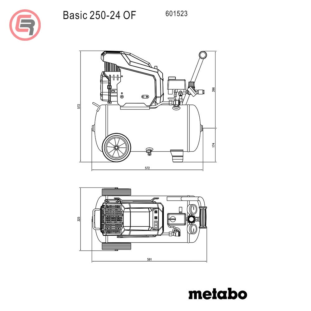 Metabo Kompresor Klipni BASIC 250-24 OF / 24 litra Bezuljni – 601523000 by Metabo 601523000 Kompresori - detalj 4