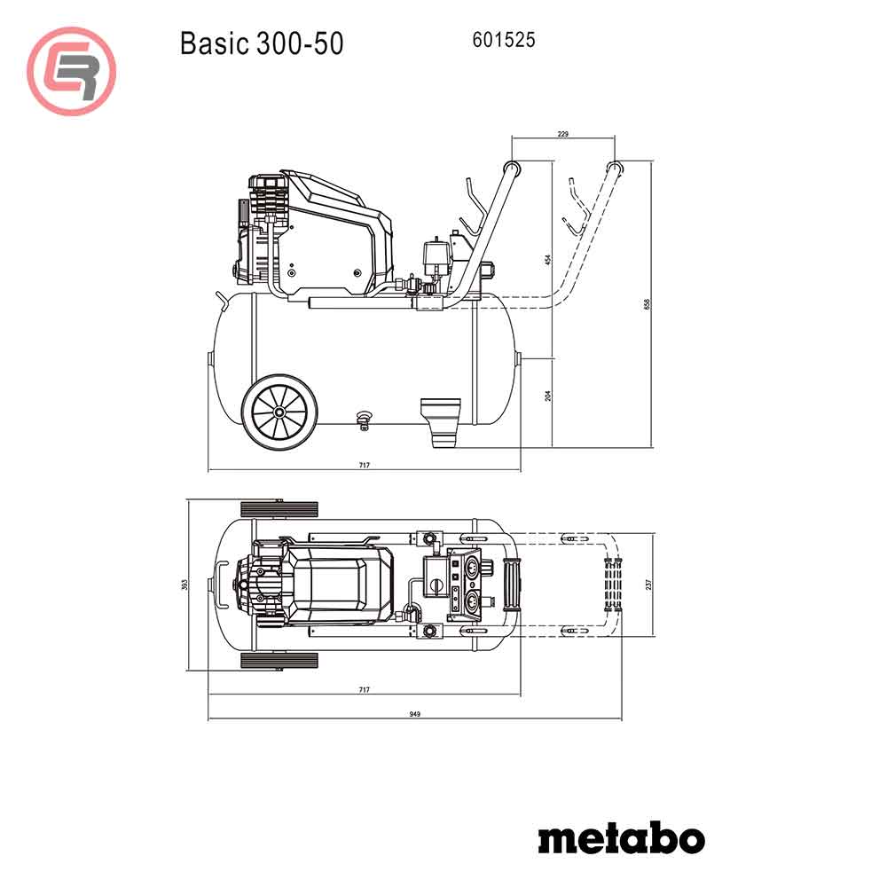 Metabo Kompresor Klipni BASIC 300-50 / 50 litara – 601525000 by Metabo 601525000 Kompresori - detalj 8