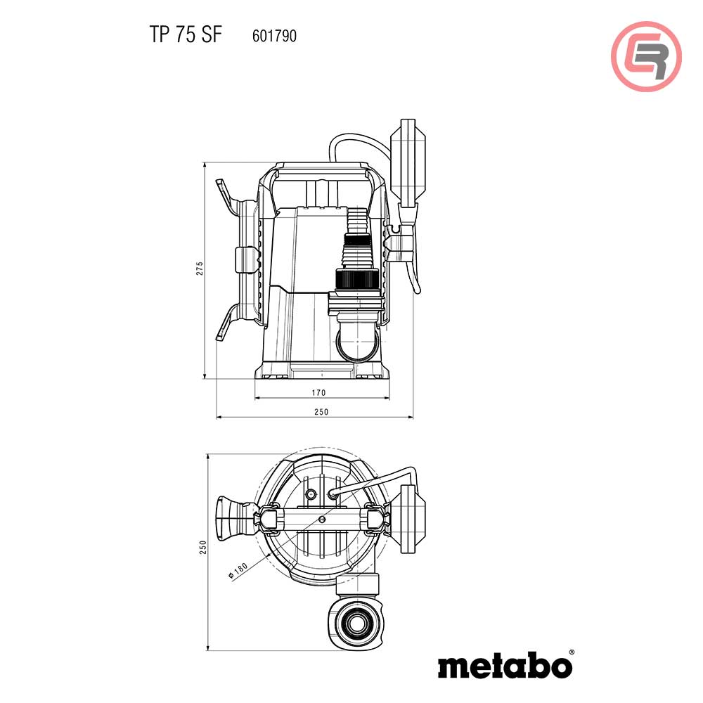 Metabo Pumpa Za Čistu Vodu Potopna TP 75 SF / 280 W – 601790000 by Metabo 601790000 Pumpe i Hidropaci Za Vodu - detalj 8