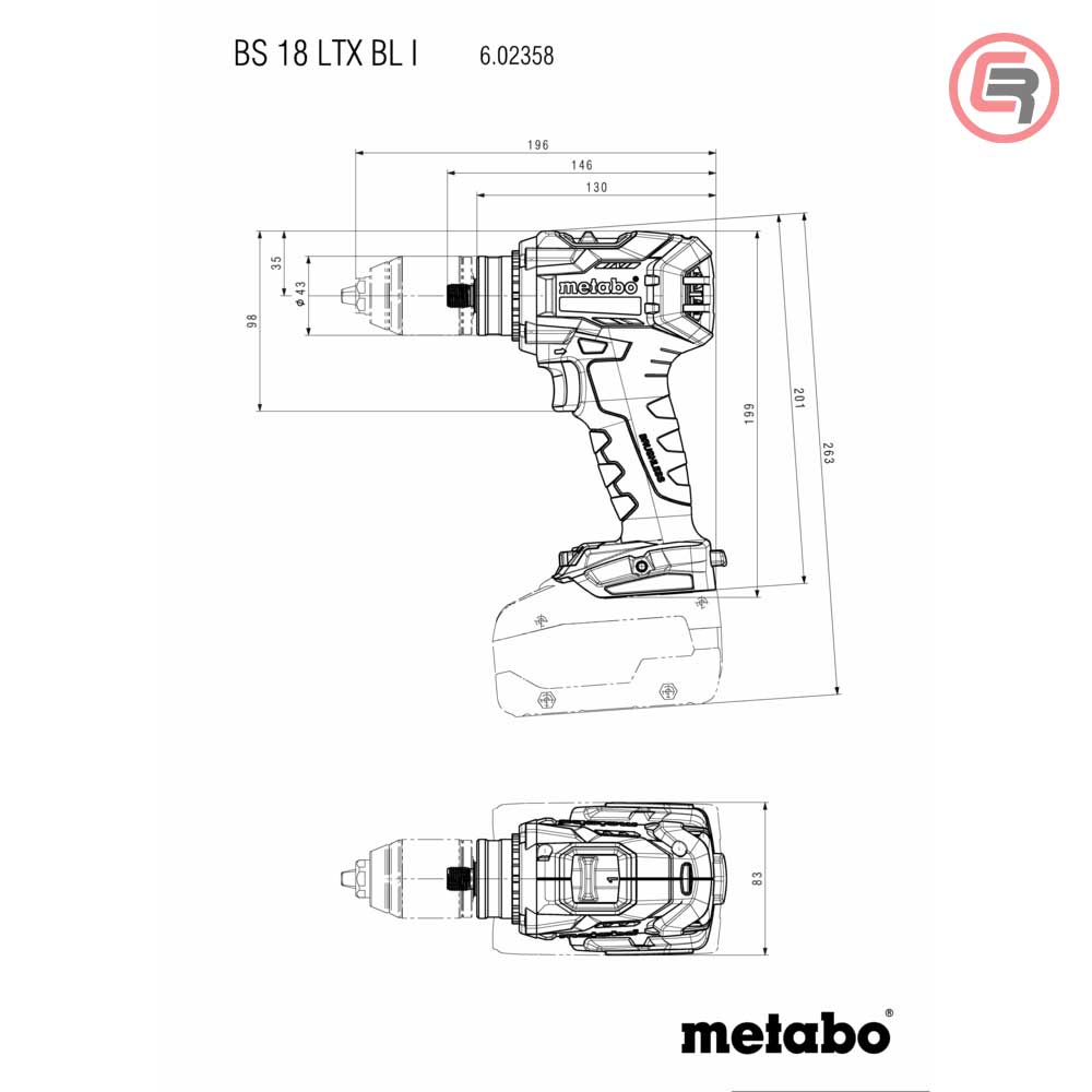 Metabo Bušilica-Odvijač Aku BS 18 LTX BL I / 18 V (bez baterije i punjača) – 602358850 by Metabo 602358850 Aku Bušilice
