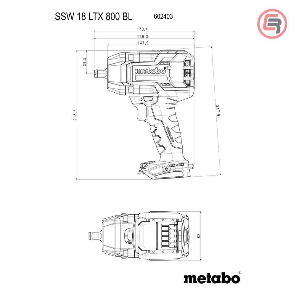 Metabo Odvijač Udarni Aku SSW 18 LTX 800 BL – 1/2″ (bez baterije i punjača) – 602403850 by Metabo 602403850 Aku Odvijači