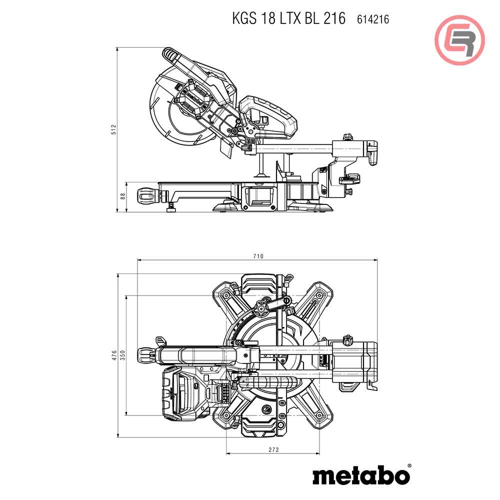 Metabo Pila Kružna Aku KGS 18 LTX BL 216 / 18 V Za Kutno Rezanje Potezna 216 mm (bez baterija i punjača) – 614216850 by