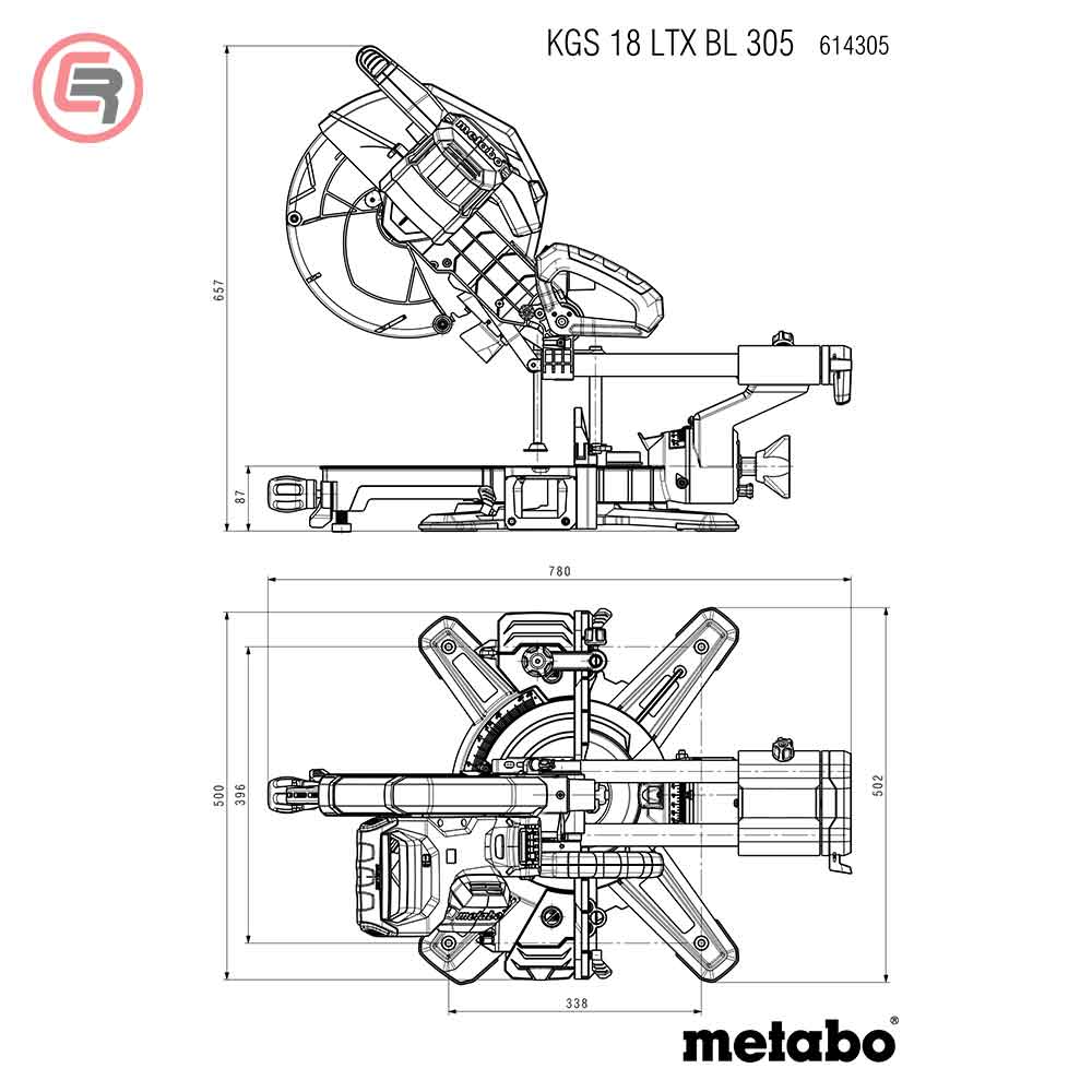 Metabo Pila Kružna Aku KGS 18 LTX BL 305 / 18 V Za Kutno Rezanje Potezna 305 mm (bez baterija i punjača) – 614305850 by