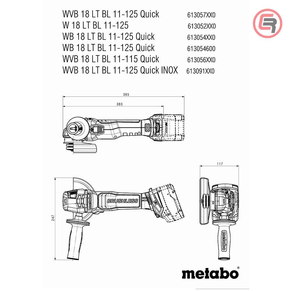 Metabo Brusilica Aku WB 18 LT BL 11 – 125 Quick Kutna 18 V 125 mm (bez baterija i punjača) – 613054850 by Metabo 613054850