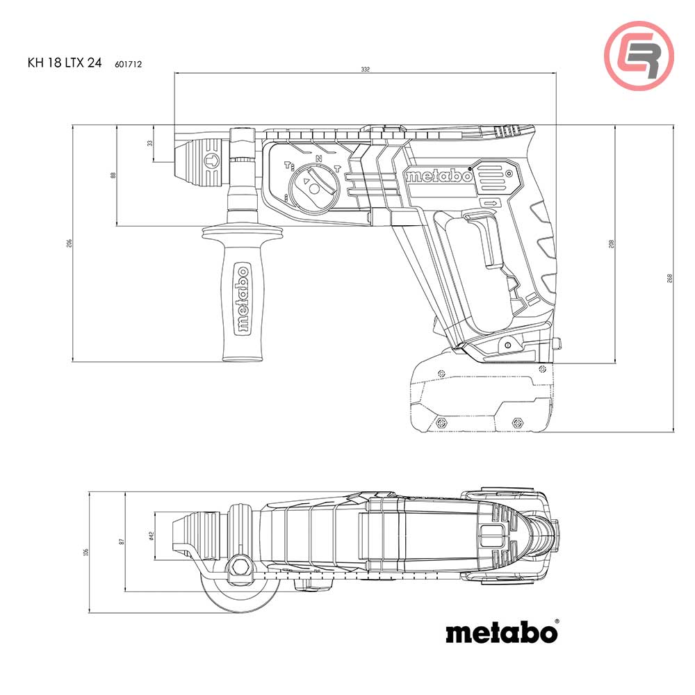 Metabo Čekić Kombinovani Aku KH 18 LTX 24 / 18V (bez baterija i punjača) – 601712850 by Metabo 601712840 Aku Bušeći Čekići