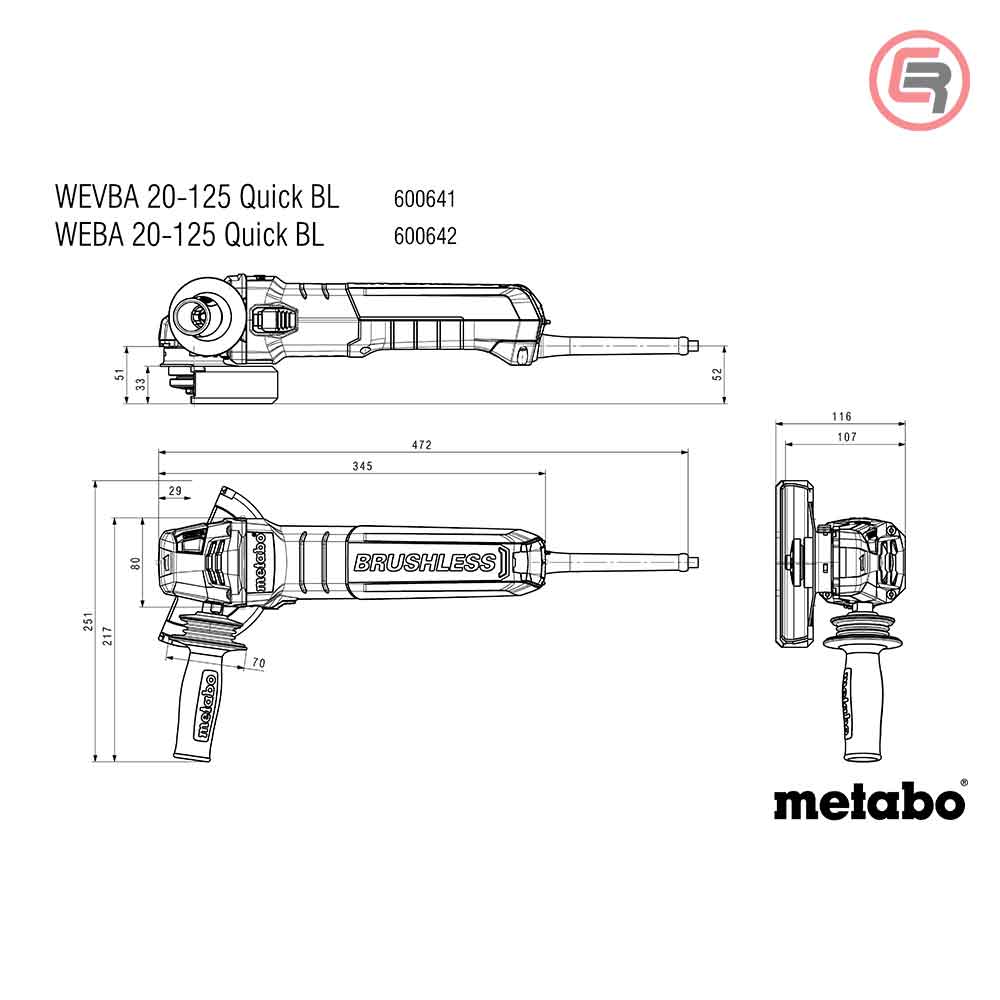 Metabo Brusilica WEVBA 20-125 Quick BL Kutna Elektronik “Autobalanser” 125 mm / 2.000 W – 600641000 by Metabo 600641000
