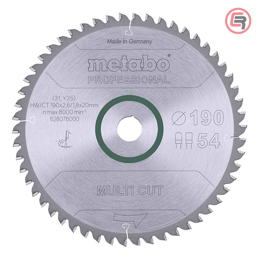 Metabo list kružne pile 190 mm s 54 zuba, model 628076000