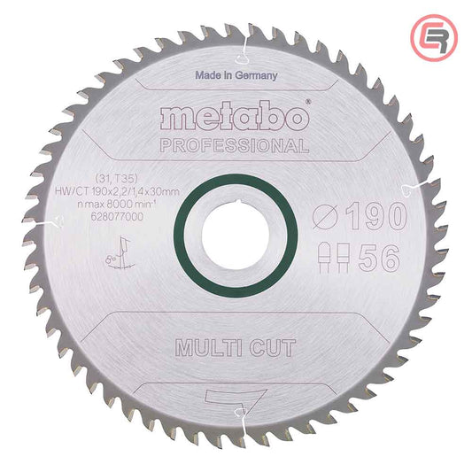 Metabo List Kružne Pile 190 x 2,2 / 1,4 x 30 / Z = 56 Multi Cut Professional – 628077000 by Metabo 628077000 Listovi Pila