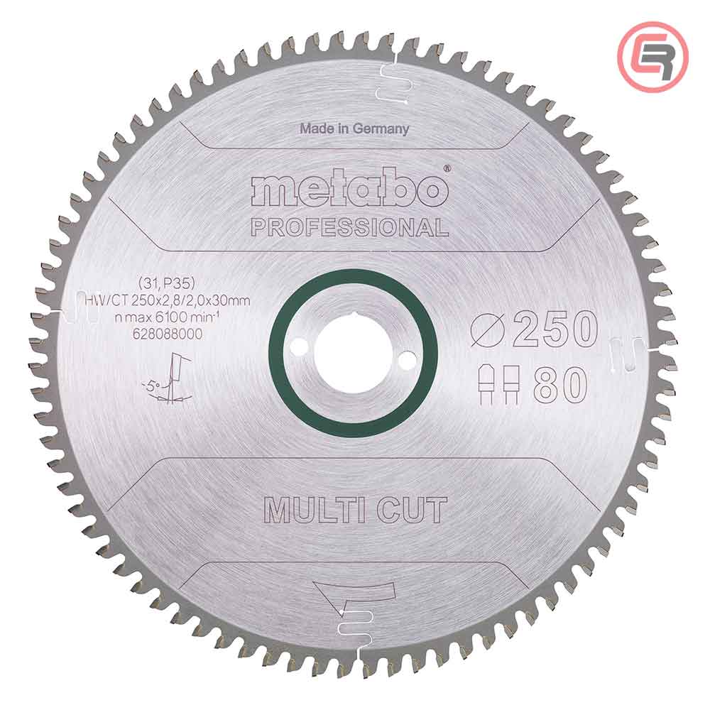 Metabo List Kružne Pile 250 x 2,8 / 2,0 x 30 / Z = 80 Multi Cut Professional – 628088000 by Metabo 628088000 Listovi Pila