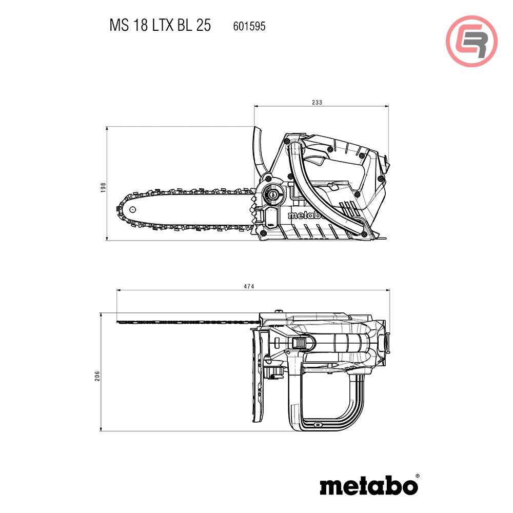 Metabo Pila Lančana Aku MS 18 LTX BL 25 / 18V / 1 x AKU LiPOWER (4,0 Ah) + ASC 72 – 601595900 by Metabo 601595900 Aku Vrtni