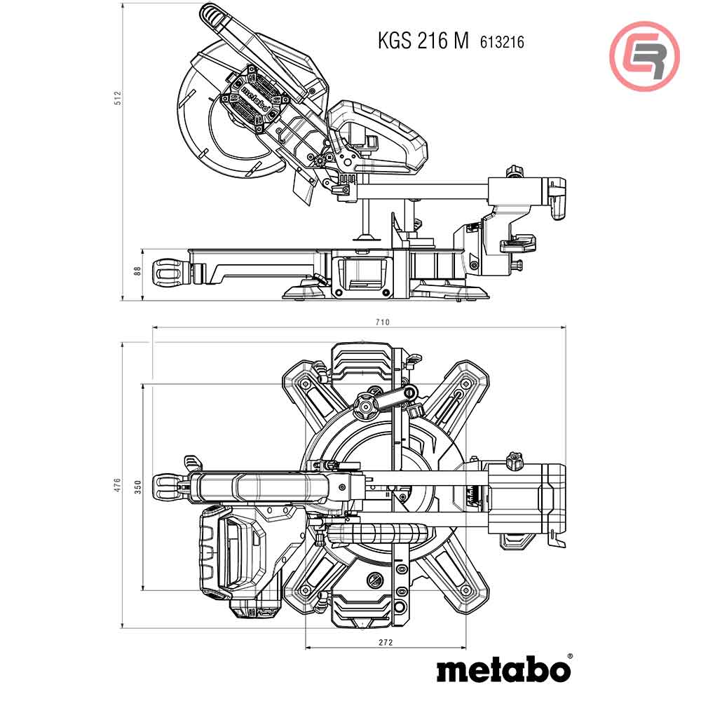 Metabo Pila Kružna KGS 216 M Set Za Kutno Rezanje Potezna 216mm / 1,5kW Sa Dva Lista Pile – 613216900 by Metabo 613216900
