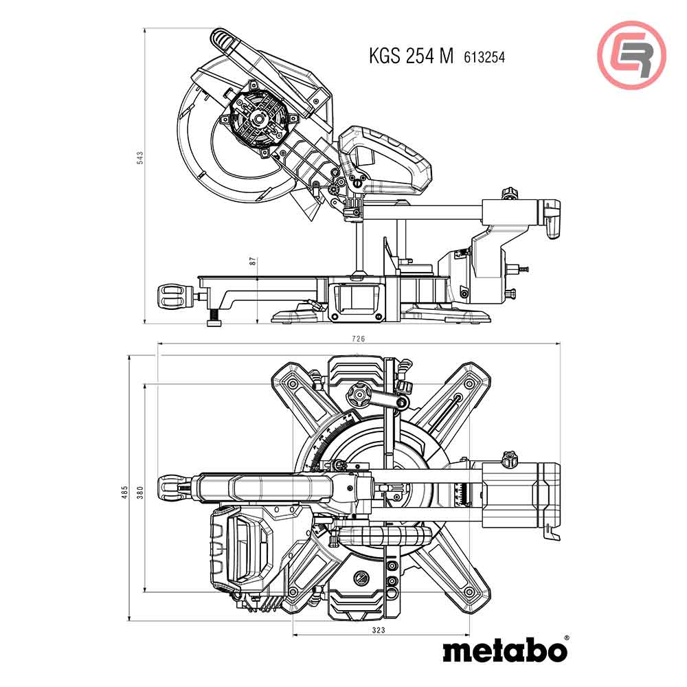 Metabo Pila Kružna KGS 254 M Za Kutno Rezanje Potezna 254 mm / 1,8 kW Sa Dva Lista Pile – 613254900 by Metabo 613254900