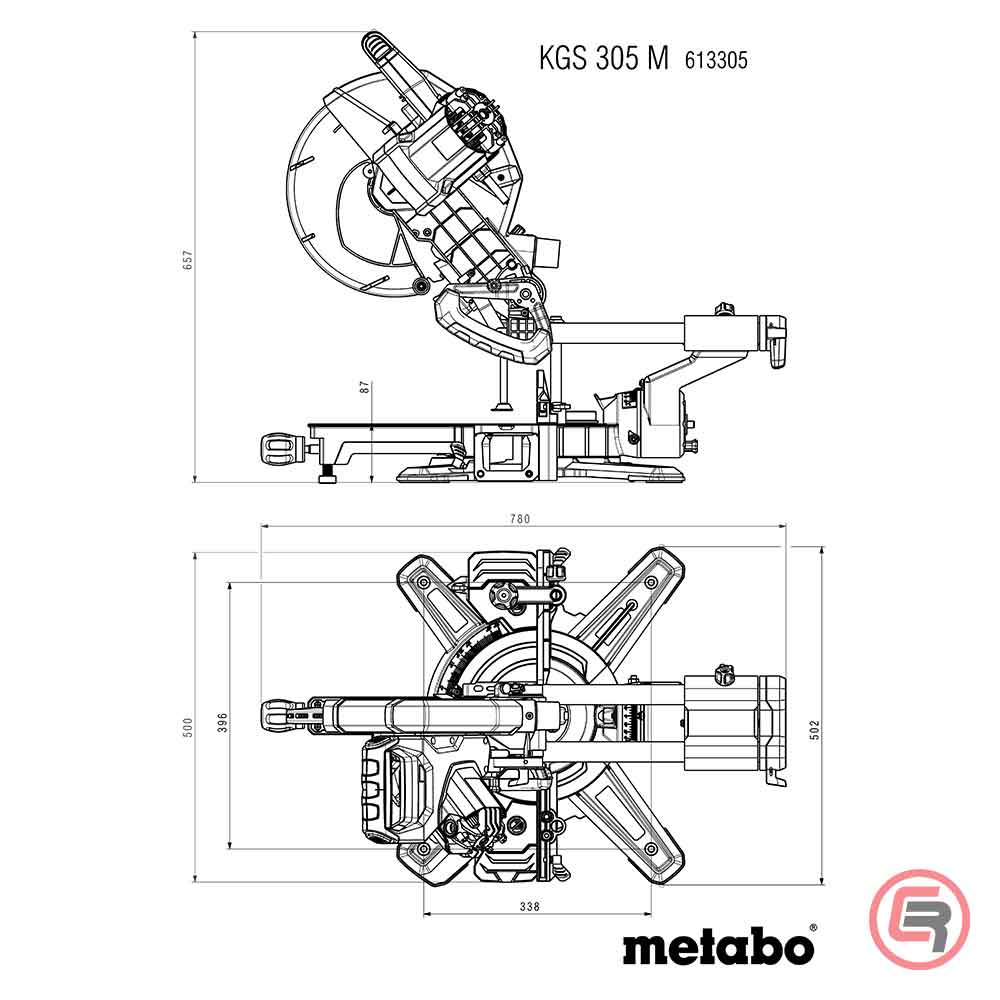 Metabo Pila Kružna KGS 305 M Za Kutno Rezanje Potezna 305 mm / 2,0 kW Sa Dva Lista Pile – 613305900 by Metabo 613305900
