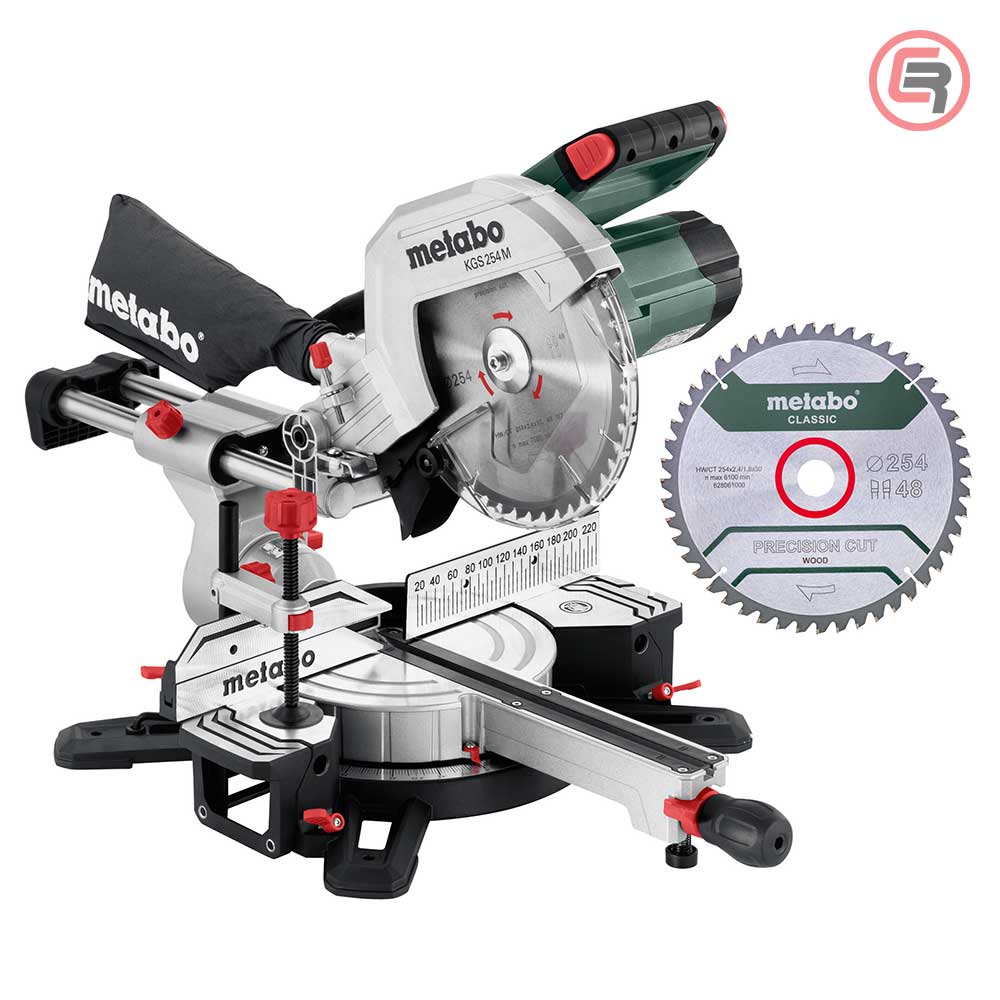Metabo Pila Kružna KGS 254 M Za Kutno Rezanje Potezna 254 mm / 1,8 kW Sa Dva Lista Pile – 613254900 by Metabo 613254900