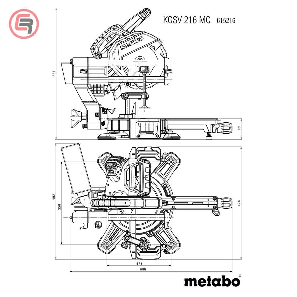 Metabo Pila Kružna KGSV 216 MC Za Kutno Rezanje Potezna 216 mm / 1,5 kW – 615216000 by Metabo 615216000 Potezne Pile