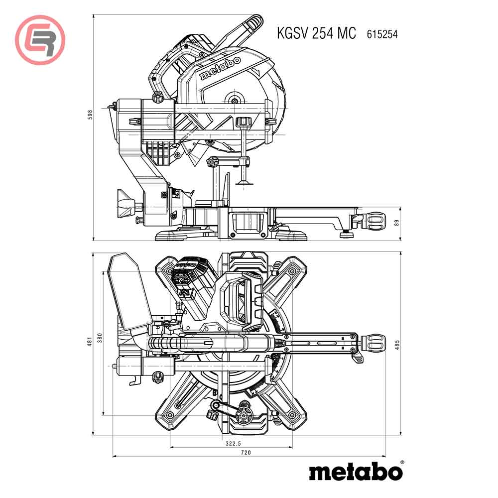 Metabo Pila Kružna KGSV 254 MC Za Kutno Rezanje Potezna 254 mm / 1,8 kW – 615254000 by Metabo 615254000 Potezne Pile
