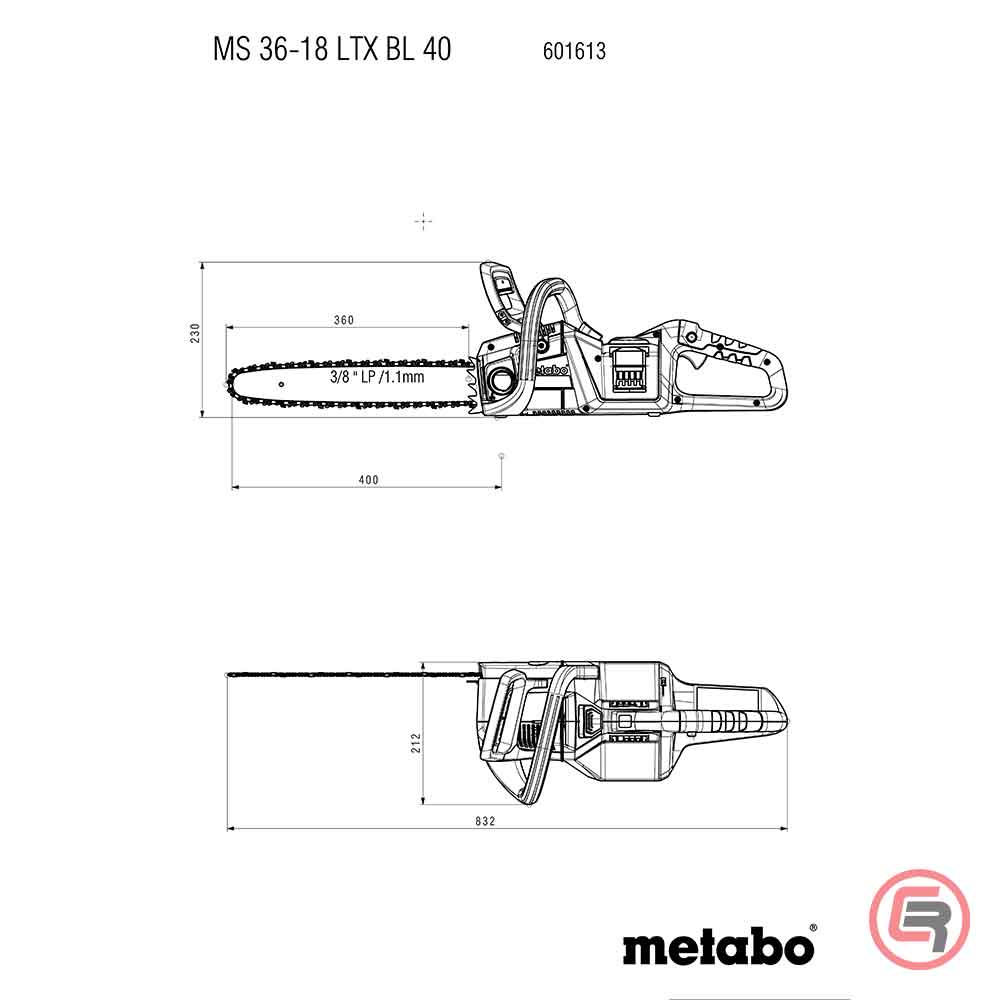 Metabo Pila Lančana Aku MS 36-18 LTX BL 40 / 18V (bez baterija i punjača) – 601613850 by Metabo 601613850 Aku Vrtni Program