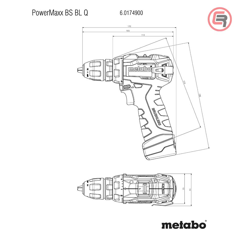 Metabo Bušilica-Odvijač Aku PowerMaxx BS BL Q 12V 2xAKU (2,0Ah) LC 24 + Kofer – 601749500 by Metabo 601749500 Aku Bušilice