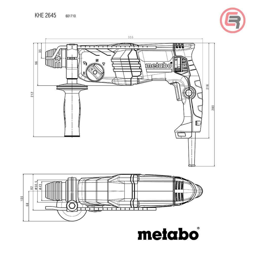 Metabo Čekić Kombinovani KHE 2645 SDS – plus 850W – 601710500 by Metabo 601710500 Čekići Elektropneumatski i Kombi - detalj 4