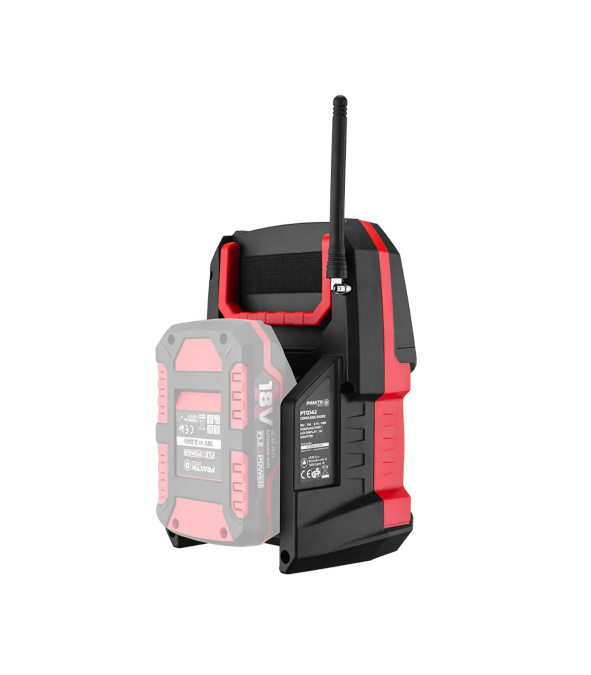 Praktik Tools – Akumulatorski radio 18 V Bluetooth 8 W PTQ142 SOLO by Praktik Akumulatorski radio - detalj 3