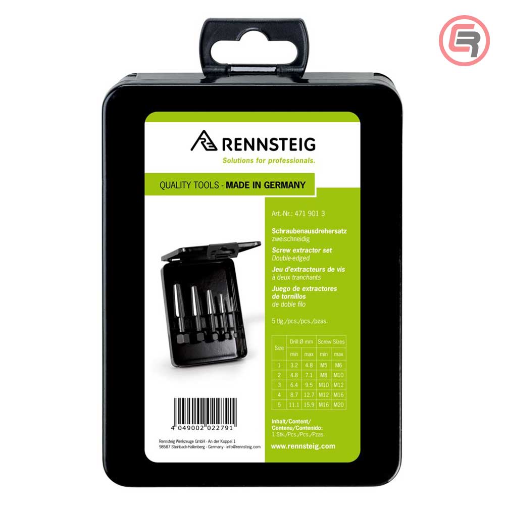 Rennsteig Set Izvlakača Polomljenih Vijaka M5 do M20 / 5 dijelni – 471 901 3 by Rennsteig 471 901 3 Čekići, Sjekire