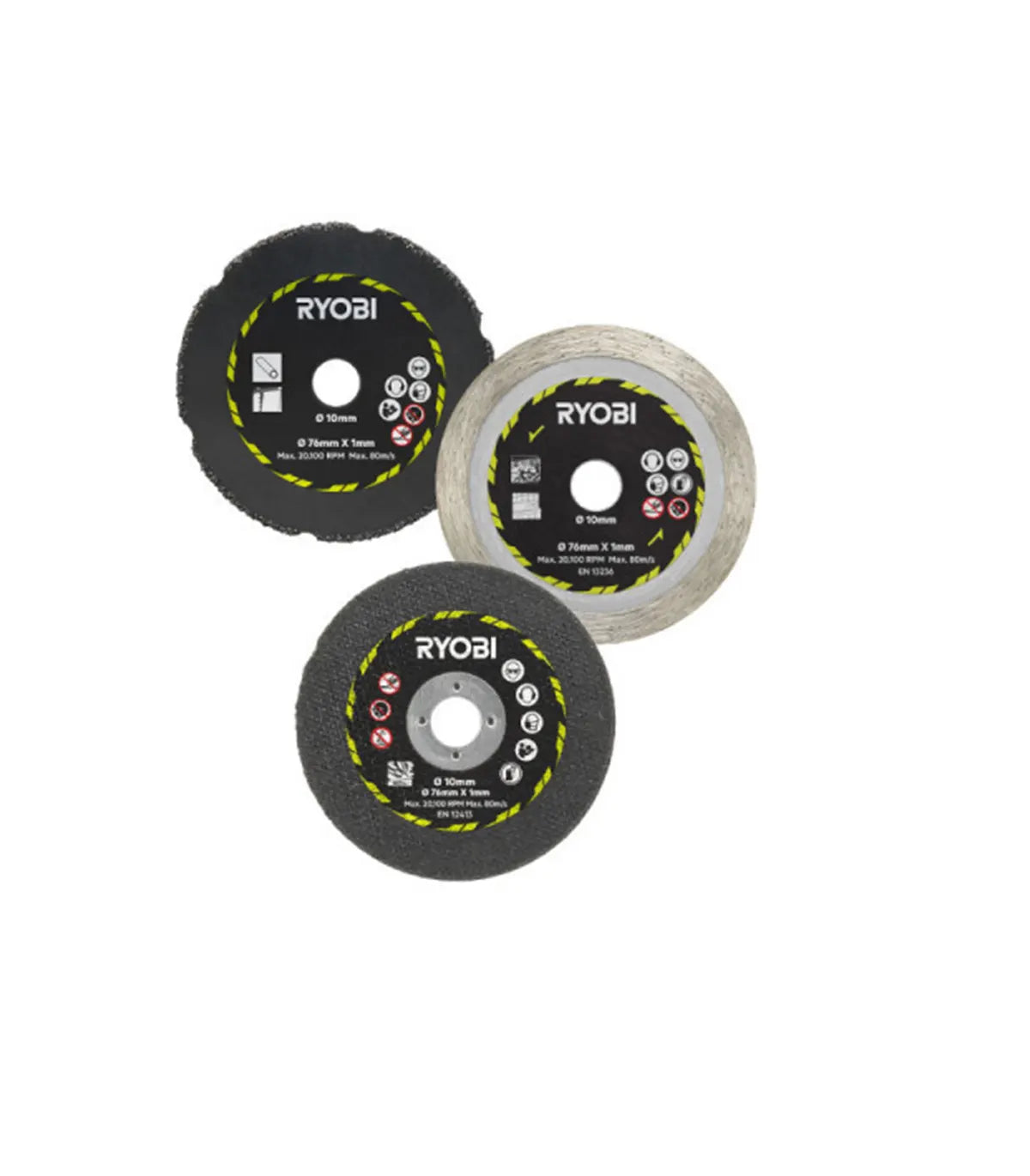Ryobi – 3-dijelni set reznih diskova za kružnu pilu 76 mm RAKCOT03 za RCT18C-0 by RYOBI Pribor za rezanje, brušenje i