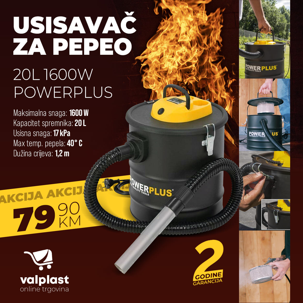 Powerplus usisivač za pepeo POWX3013 20 L 1600 W Usisivači i perači