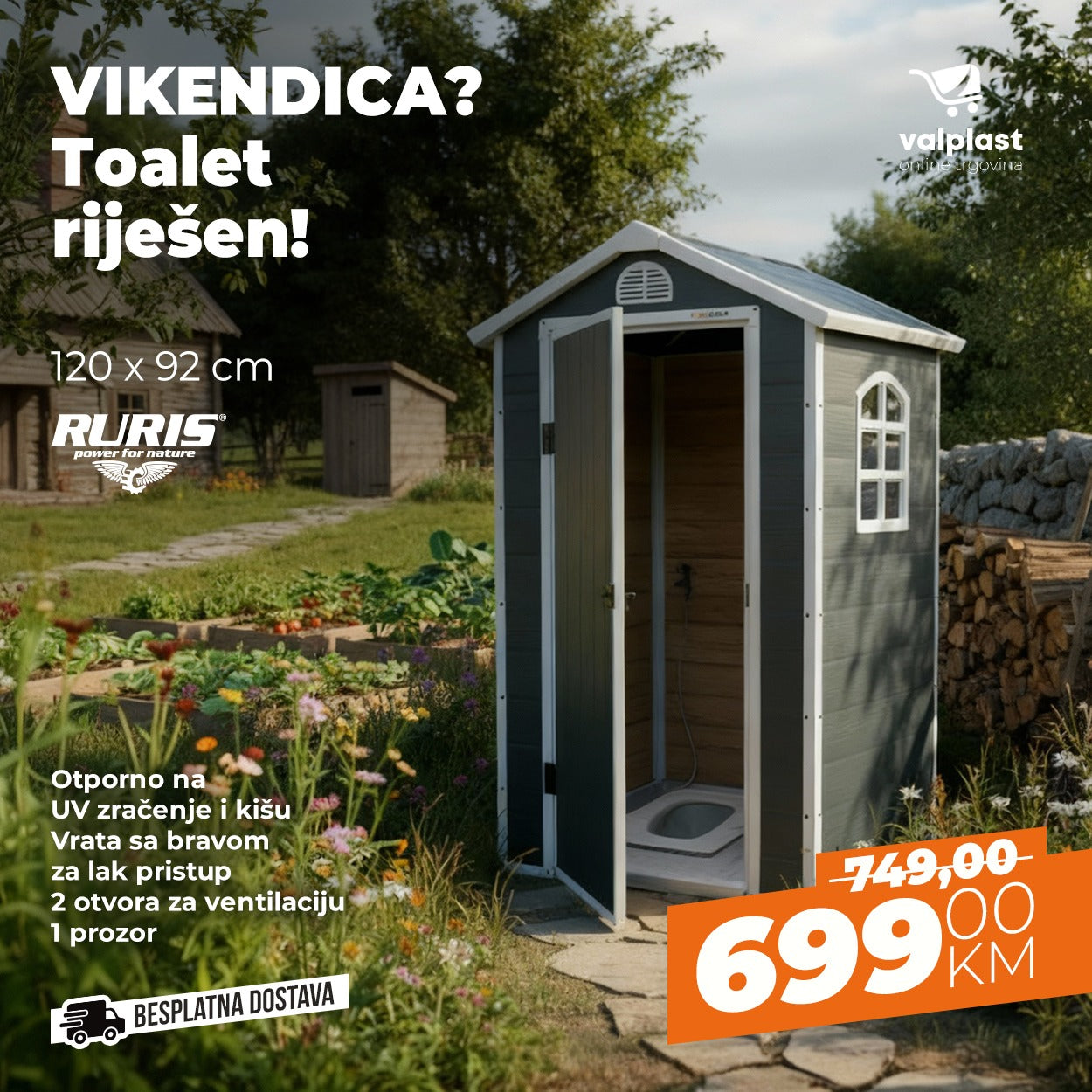 RURIS TOALET/ŠUPA GENIUS 1340PH 120×92 cm by RURIS Genius 1340PH Vrtna oprema, Vrt i poljoprivreda